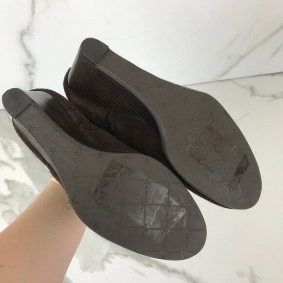 Jack Rodgers Brown Scalloped Wedge Booties 5.5 - Picture 7 of 8